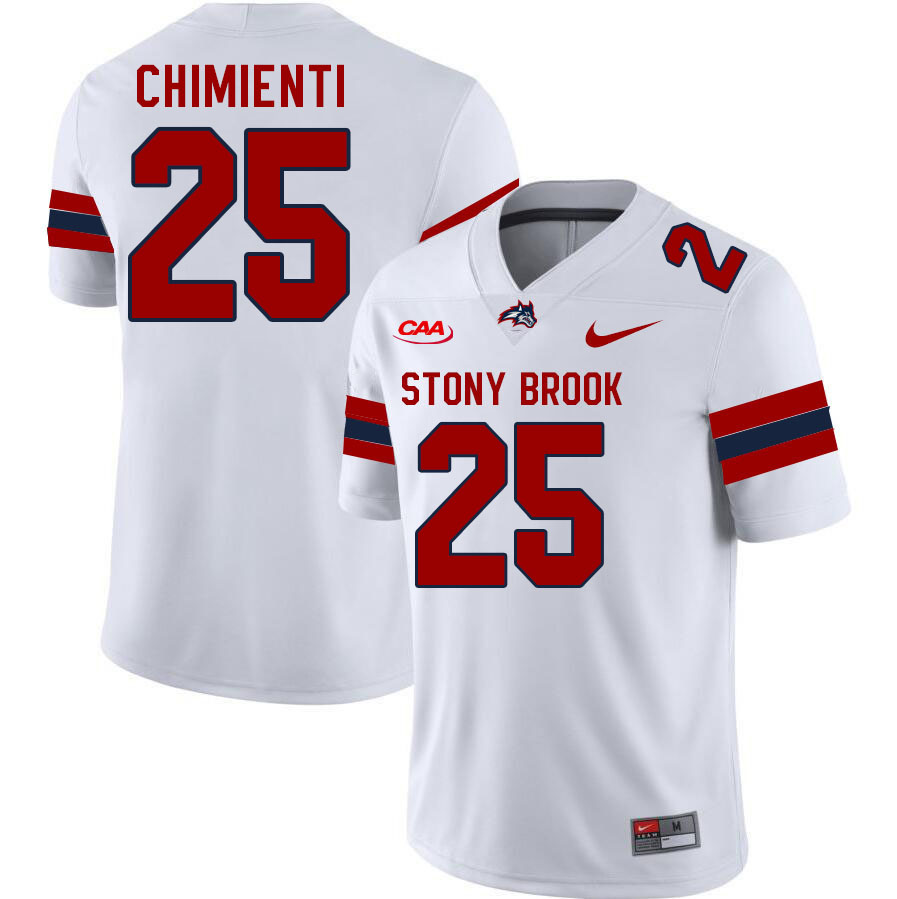 Stony Brook Seawolves #25 Nick Chimienti College Football Jerseys Stitched Sale-White